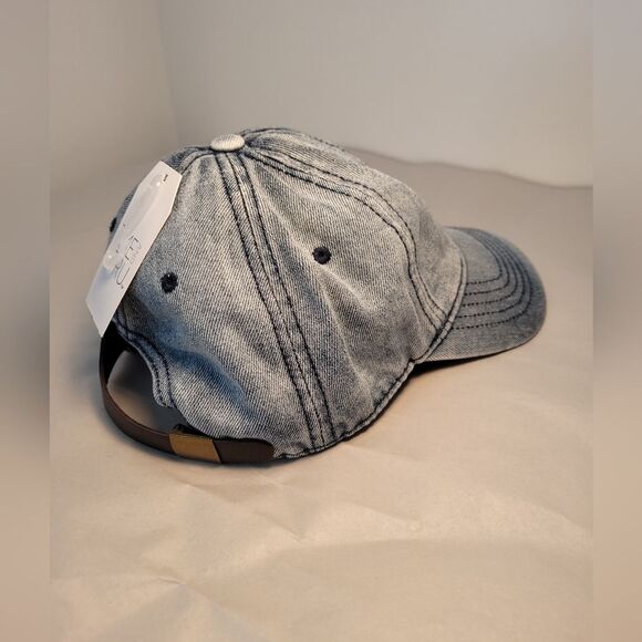 🆕 NWT Blue Denim Baseball Cap Hat Distressed Chambray - Picture 3 of 7